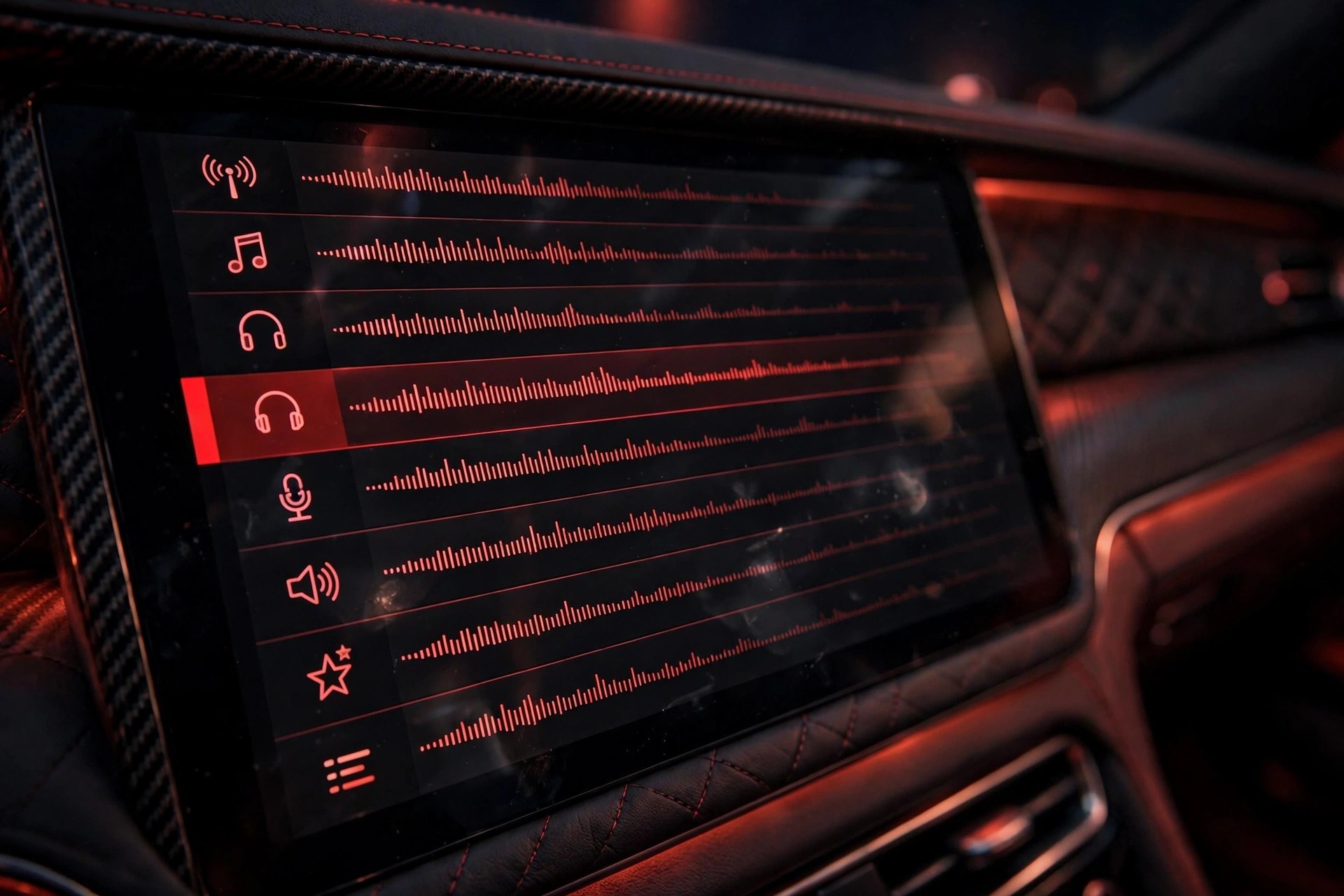 CarXtv playlist interface on a car display